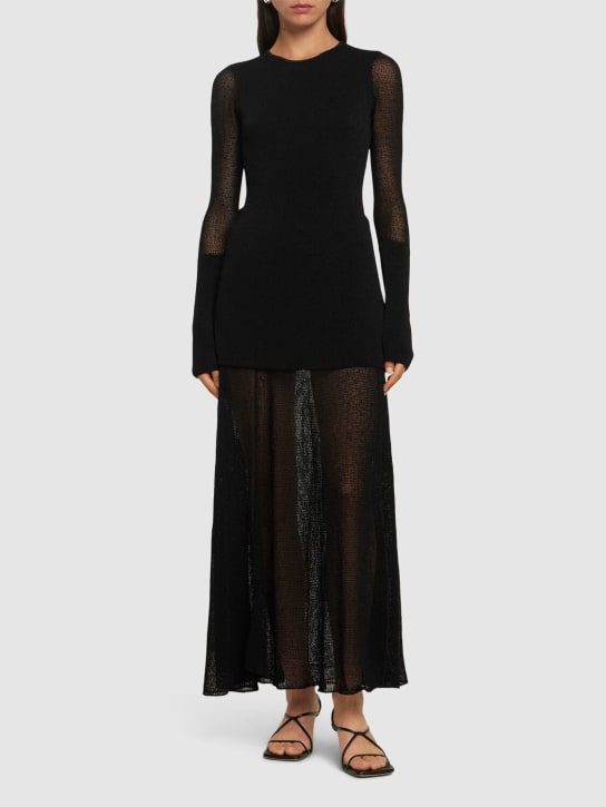 Proenza Schouler: Anita sheer mesh knit long dress - Black - women_1 | Luisa Via Roma