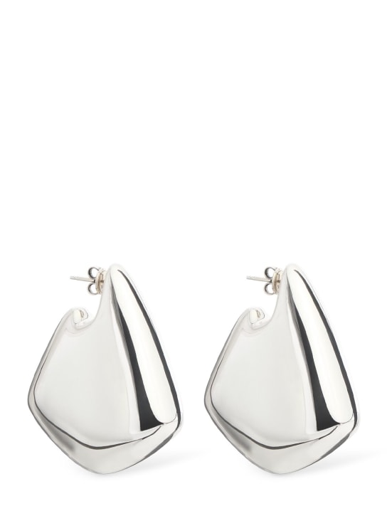 Bottega Veneta: Large Fin sterling silver earrings - Silver - women_0 | Luisa Via Roma