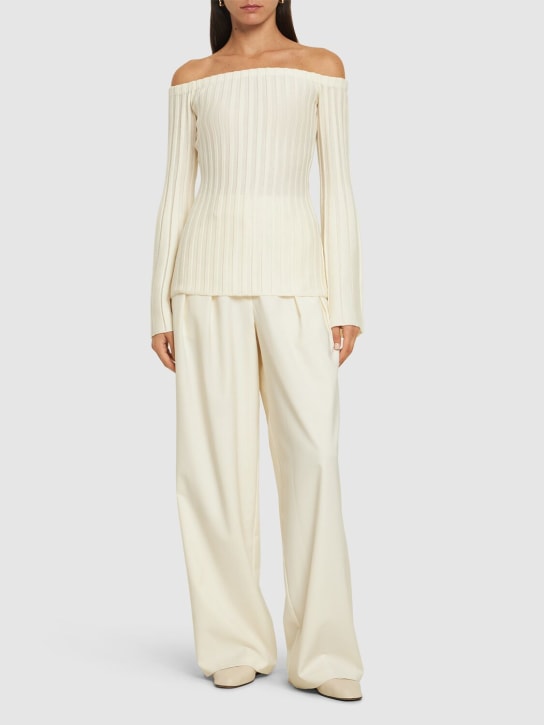 Gabriela Hearst: Nelson wool & cashmere rib knit top - Ivory - women_1 | Luisa Via Roma