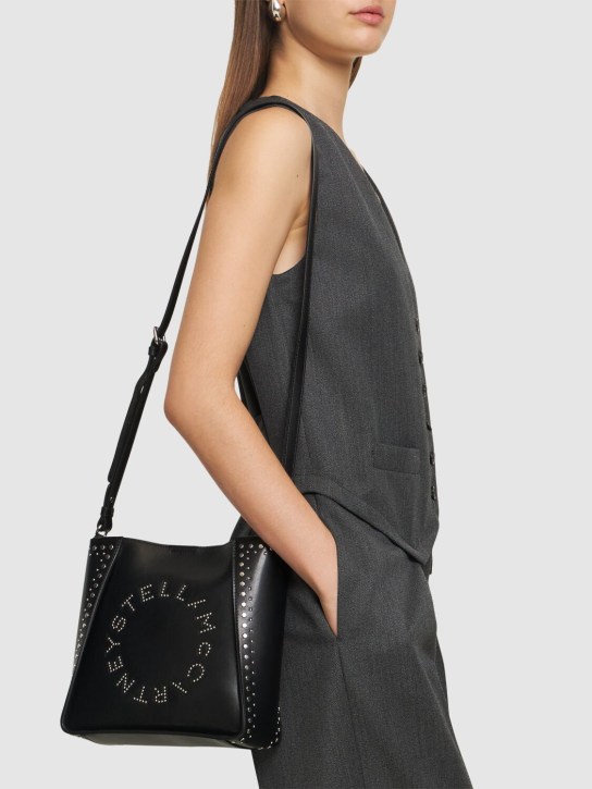Stella McCartney: Alter Mat studded faux leather bag - Siyah - women_1 | Luisa Via Roma