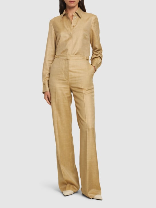 Gabriela Hearst: Vesta tailored wool blend flared pants - Koyu bej - women_1 | Luisa Via Roma