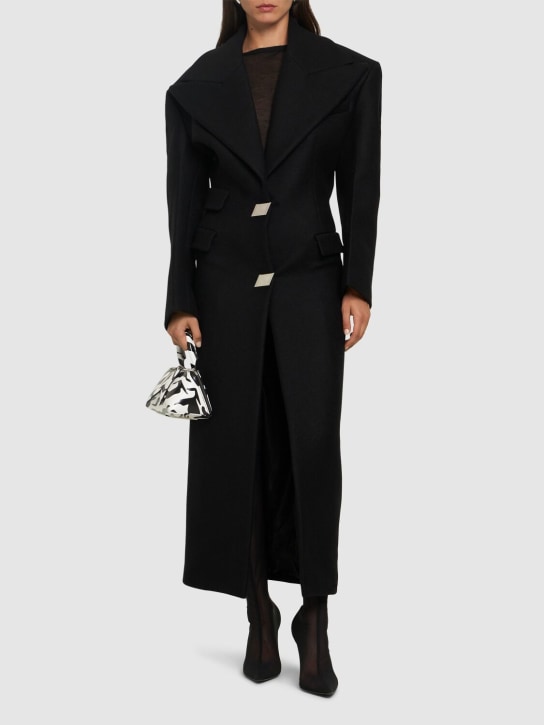 The Attico: Buttoned long coat - Black - women_1 | Luisa Via Roma