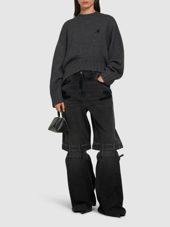 The Attico: High rise wide jeans w/cutouts - Black - women_1 | Luisa Via Roma