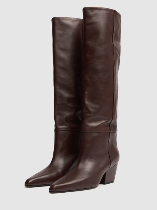 Paris Texas: 60mm Jane leather tall boots - Mocha - women_1 | Luisa Via Roma