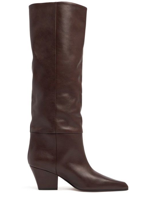 Paris Texas: 60mm Jane leather tall boots - Mocha - women_0 | Luisa Via Roma