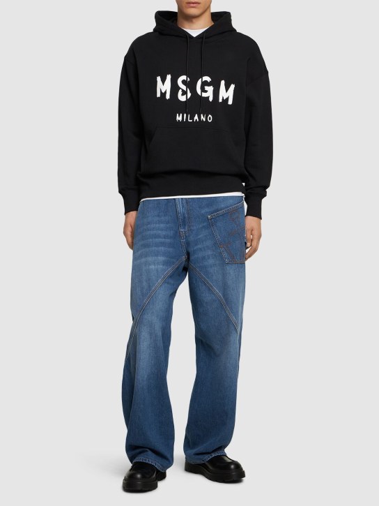MSGM: Regular fit hooded sweatshirt - Siyah - men_1 | Luisa Via Roma