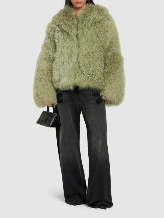 The Attico: Short fur jacket - Sage - women_1 | Luisa Via Roma