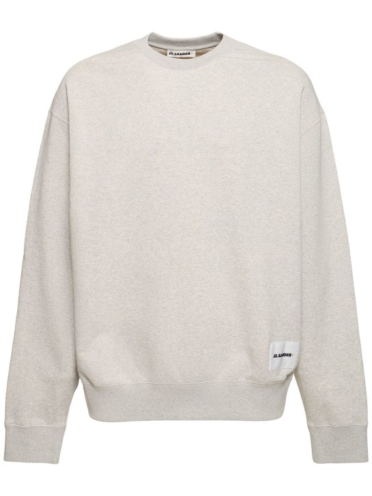Jil Sander: Compact cotton crewneck sweatshirt - Powder Green - men_0 | Luisa Via Roma