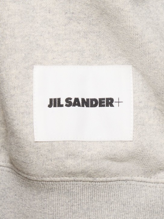 Jil Sander: Sudadera de algodón con cuello redondo - Powder Green - men_1 | Luisa Via Roma