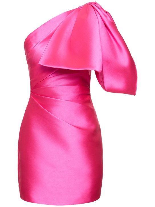 Solace London: Marcela one-shoulder twill mini dress - Fuchsia - women_0 | Luisa Via Roma