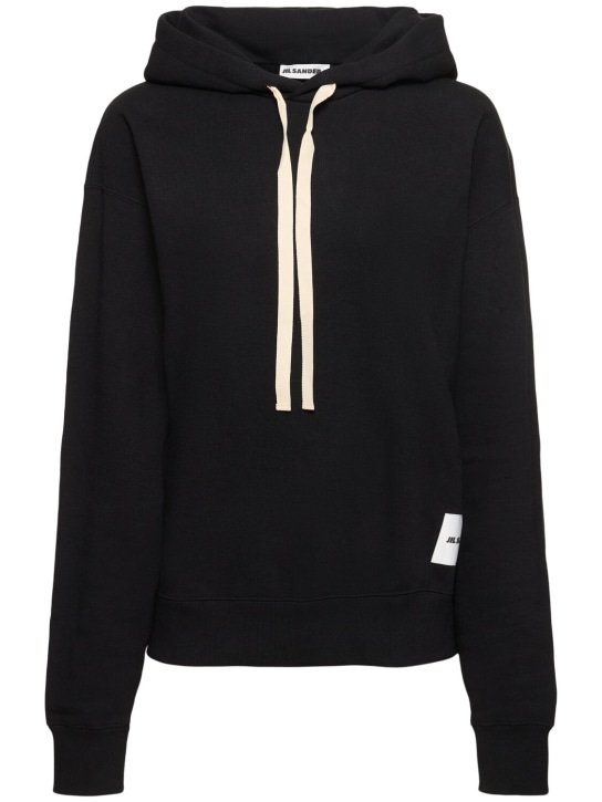 Jil Sander: Hooded cotton sweatshirt - Black - women_0 | Luisa Via Roma