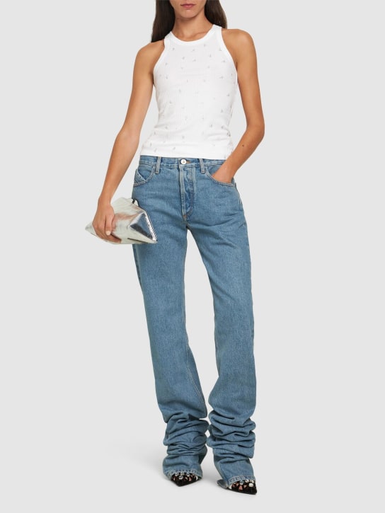 The Attico: Extra long mid rise straight jeans - Blue - women_1 | Luisa Via Roma