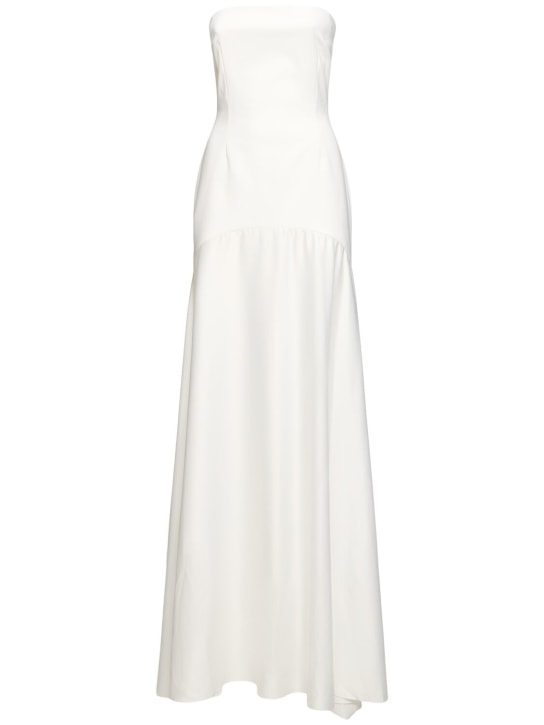 Solace London: Alessandra bonded strapless long dress - White - women_0 | Luisa Via Roma