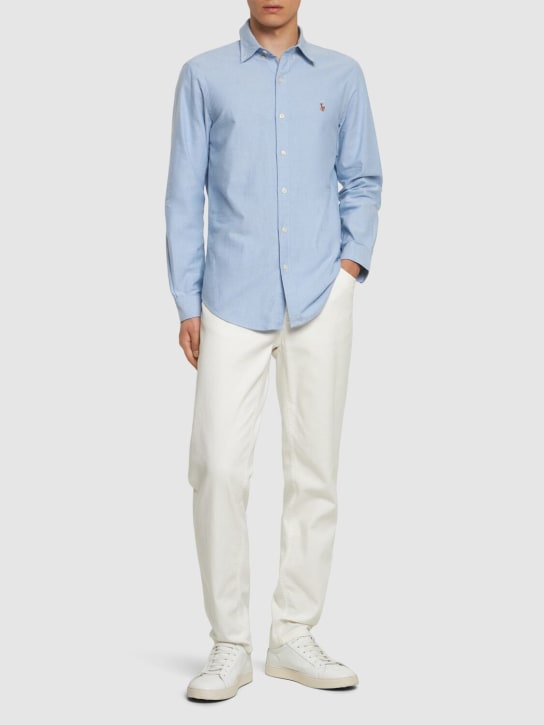 Polo Ralph Lauren: Sponged cotton classic Oxford shirt - Blue - men_1 | Luisa Via Roma