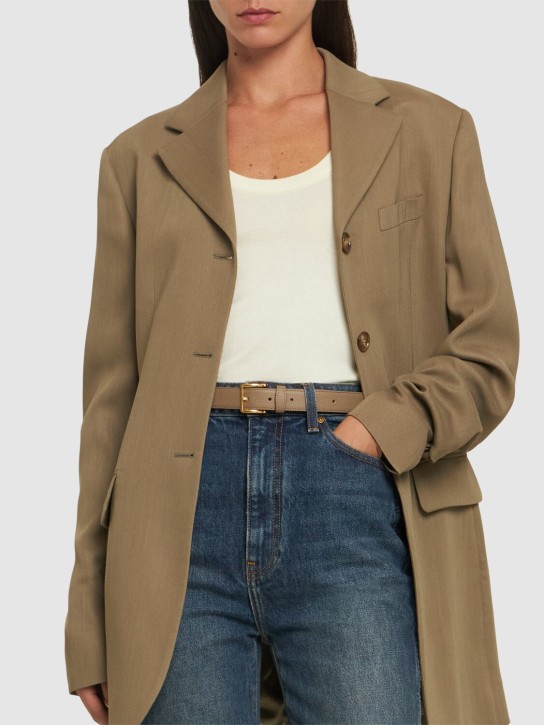 AMI Paris: 25mm Oval Buckle grained leather belt - women_1 | Luisa Via Roma