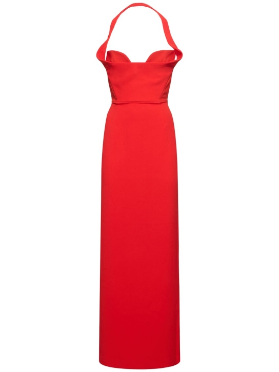 Solace London: Serina off-the-shoulder crepe long dress - Red - women_0 | Luisa Via Roma