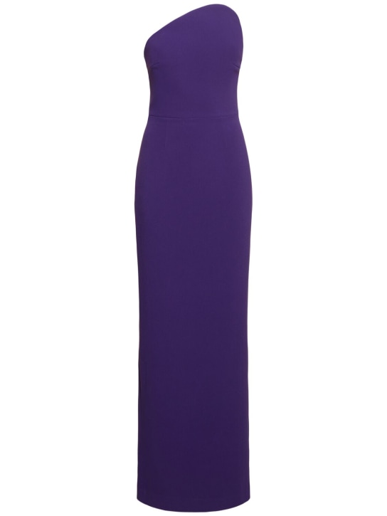 Solace London: Eve strapless woven crepe long dress - women_0 | Luisa Via Roma