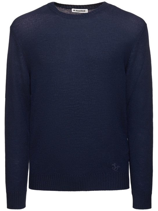 Jil Sander: Sweater aus Wollstrick - Midnight - men_0 | Luisa Via Roma