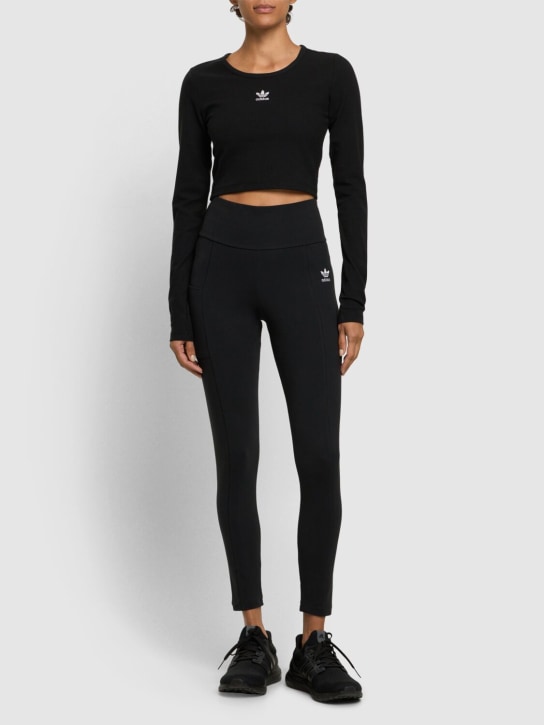 adidas Originals: Essentials cropped long sleeve t-shirt - Black - women_1 | Luisa Via Roma