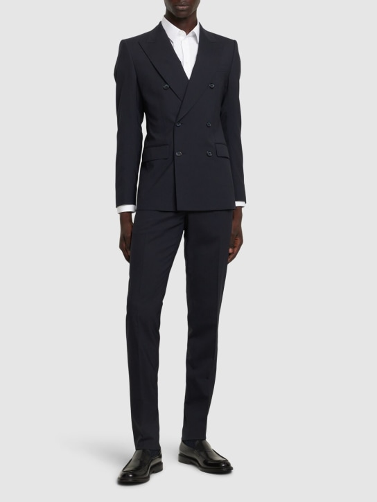 Dolce&Gabbana: Double breasted stretch wool suit - men_1 | Luisa Via Roma