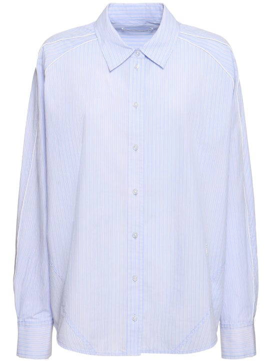Alexander Wang: Oversized button cotton poplin shirt - Light Blue Stripe - women_0 | Luisa Via Roma