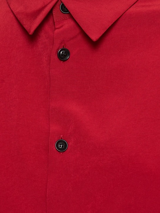 Yohji Yamamoto: Crepe de chine half sleeve cape shirt - Red - women_1 | Luisa Via Roma
