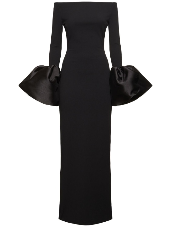 Solace London: Talia crepe knit & twill long dress - women_0 | Luisa Via Roma