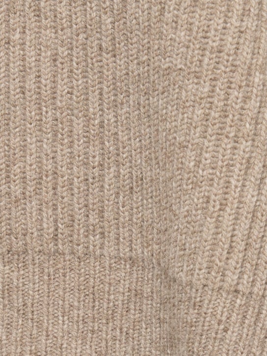 Yohji Yamamoto: Pull court en maille côtelée de laine mélangée - Beige Foncé - women_1 | Luisa Via Roma