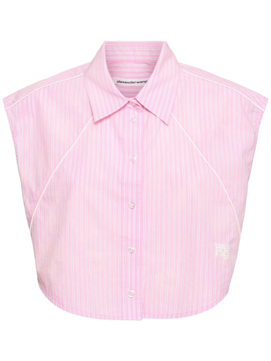 Alexander Wang: Cotton poplin button down crop top - Pink/Multi - women_0 | Luisa Via Roma