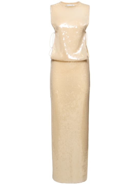 Christopher Esber: Sequined long dress - Altın Rengi - women_0 | Luisa Via Roma