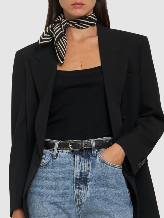 Toteme: Slim leather belt - Black Grain - women_1 | Luisa Via Roma