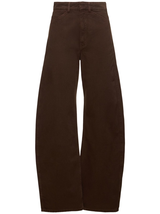 Lemaire: Heavy denim high waist curved jeans - Dark Brown - women_0 | Luisa Via Roma