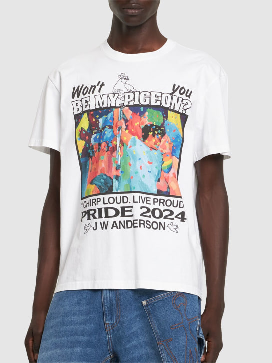 JW Anderson: JW Pride printed jersey t-shirt - White/Multi - men_2 | Luisa Via Roma