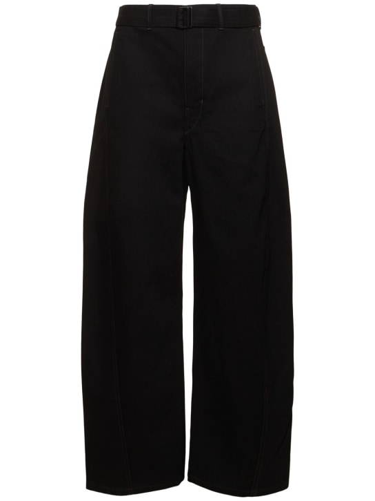 Lemaire: Twisted belted pants - Black - men_0 | Luisa Via Roma