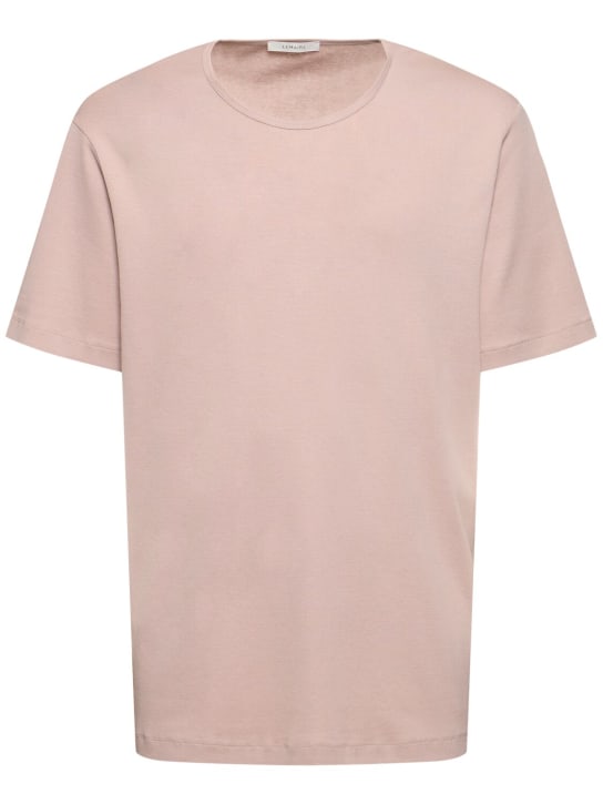 Lemaire: Rib U neck t-shirt - Violet Ice - men_0 | Luisa Via Roma