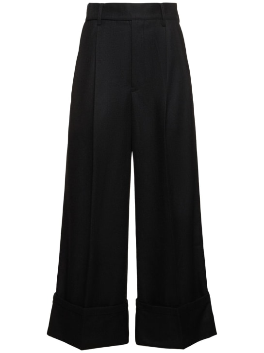 Yohji Yamamoto: Tailored flannel baggy pants - Siyah - women_0 | Luisa Via Roma