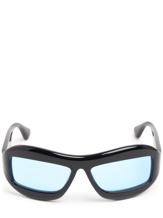 Port Tanger: Zarin acetate sunglasses w/rif blue lens - Black/Blue - men_0 | Luisa Via Roma