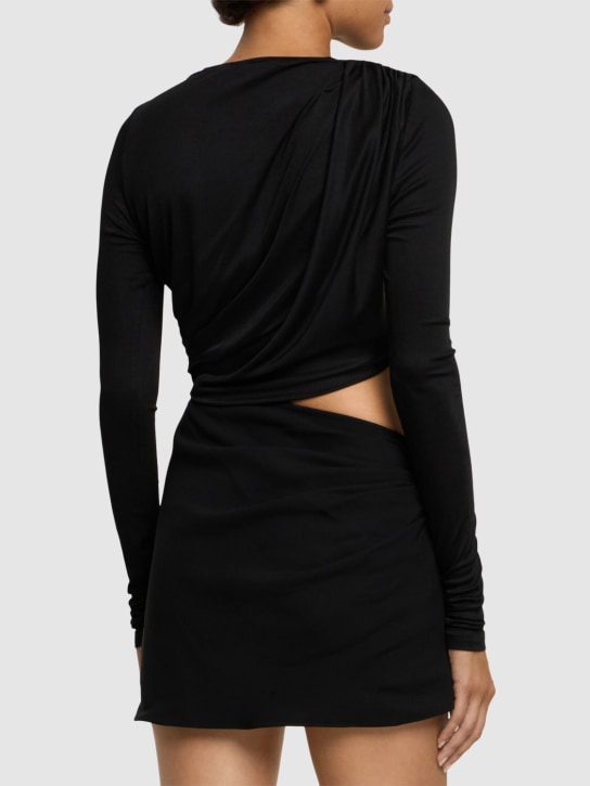 Christopher Esber: Ribbed viscose mini dress w/cutout - women_2 | Luisa Via Roma