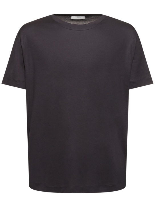 Lemaire: Heavy silk jersey t-shirt - Caviar - men_0 | Luisa Via Roma