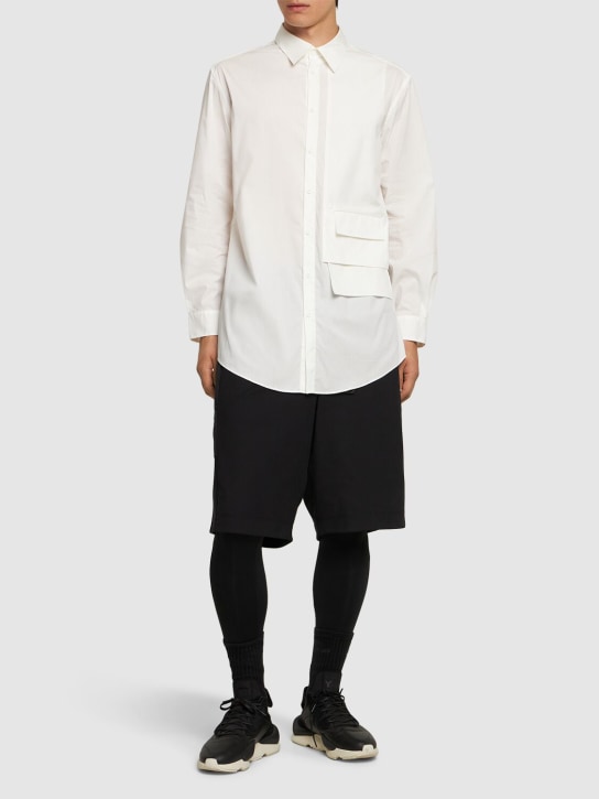 Y-3: Cotton blend shirt w/pockets - Off White - men_1 | Luisa Via Roma