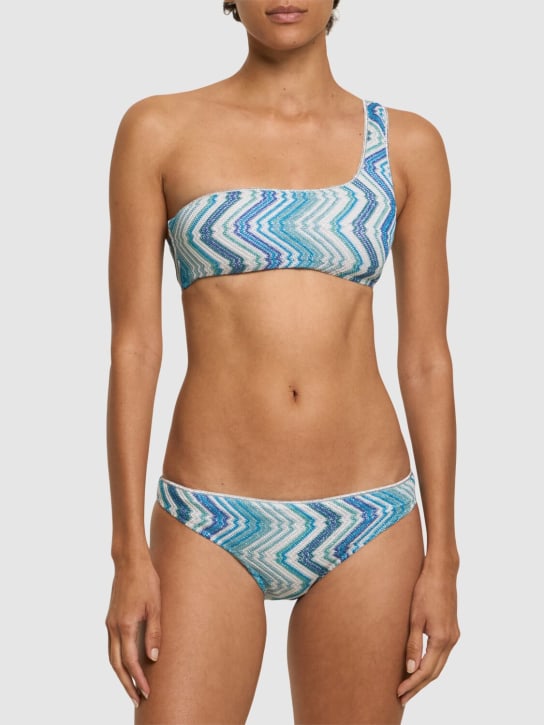 Missoni: Bikini asymétrique en lurex imprimé - Bleu/Multi - women_1 | Luisa Via Roma