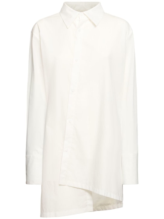 Yohji Yamamoto: Asymmetric cotton poplin shirt - White - women_0 | Luisa Via Roma