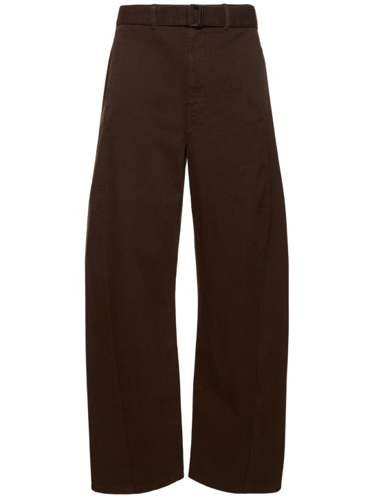 Lemaire: Pantaloni in cotone con cintura - Espresso - men_0 | Luisa Via Roma