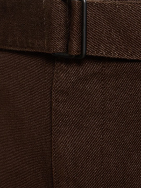 Lemaire: Pantaloni in cotone con cintura - Espresso - men_1 | Luisa Via Roma