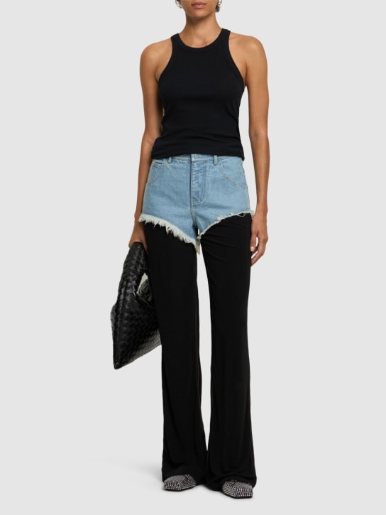 Christopher Esber: Pantaloni in denim e jersey a strati - Blu/Nero - women_1 | Luisa Via Roma