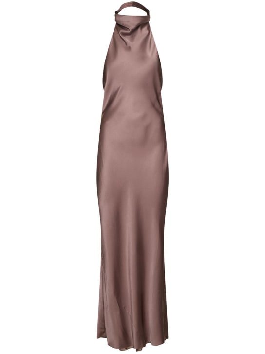 ANINE BING: Eliana silk satin midi dress - Brown - women_0 | Luisa Via Roma