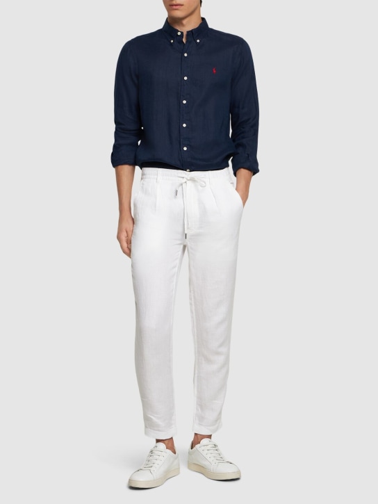 Polo Ralph Lauren: Pantalon droit en lin - Ceramic White - men_1 | Luisa Via Roma