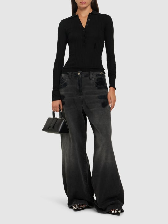 The Attico: Low rise wide jeans - Black - women_1 | Luisa Via Roma