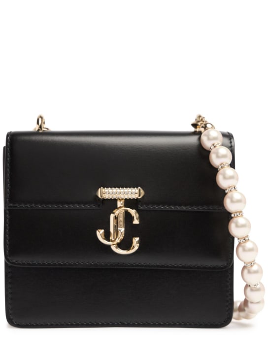 Jimmy Choo: Mini Avenue Quad leather shoulder bag - Black/Light Gol - women_0 | Luisa Via Roma