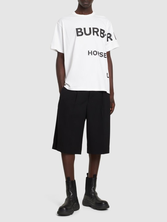 Burberry: T-shirt en coton à logo Harlford - Blanc - men_1 | Luisa Via Roma